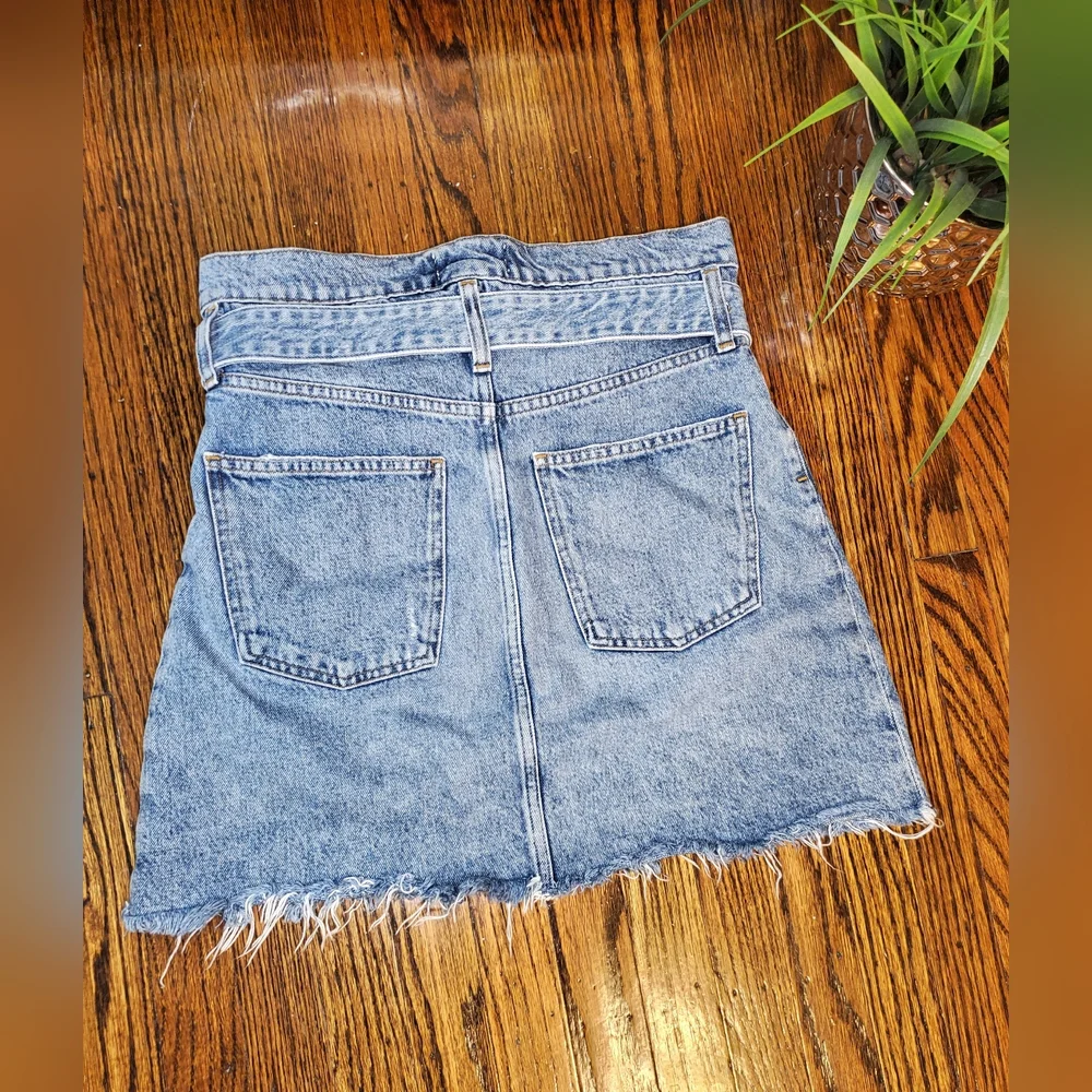 Agolde Belted Raw Hem Denim Skirt - Picture 7 of 9